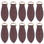 10Pcs Cattlehide Zipper Heads, Leather Zipper Puller, for Boot, Jacket, Luggage Bags, Handbags, Purse, Jacket Repairing, Coffee, 36x12mm(PURS-CL0001-19C)
