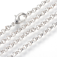 Iron Rolo Chains Necklace Making, with Lobster Clasps, Soldered, Platinum, 23.6 inch(60cm)(X-MAK-R015-60cm-P)