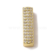 Brass Beads, with Clear Cubic Zirconia, Letter I, 20.5x5x5mm, Hole: 4.5x2.5mm(KK-D098-04I-G)