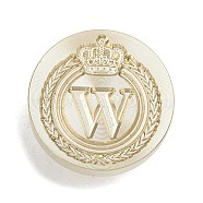 Golden Tone Crown Initial Wax Seal Brass Stamp Heads, for Wax Seal Stamp, Letter W, 25x14.5mm, Hole: 7mm(AJEW-A065-01W)