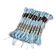 10 Skeins 6-Ply Polyester Embroidery Floss, Cross Stitch Threads, Segment Dyed, Sky Blue, 0.5mm, about 8.75 Yards(8m)/skein(OCOR-K006-A36)