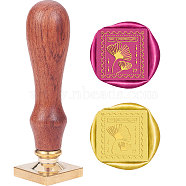 DIY Scrapbook, Brass Wax Seal Stamp and Wood Handle Sets, Leaf Pattern, 89mm, Stamps: 25x25x14.5mm(AJEW-WH0107-035)