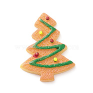 Christmas Opaque Resin & Plastic Imitation Biscuits Decoden Cabochons, Sandy Brown, Christmas Tree, 28x21.5x4mm(RESI-K019-54G)