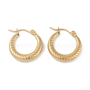 PVD Vacuum Plating 201 Stainless Steel Textured Hoop Earrings, with 304 Stainless Steel Pin, Golden, 20.5x3.5mm(EJEW-I309-53A-G)