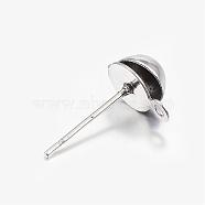 304 Stainless Steel Stud Earring Findings , Stainless Steel Color, 9x6x5mm, Pin: 0.8mm(STAS-P150-12P)