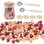 CRASPIRE Sealing Wax Particles Kits for Retro Seal Stamp, with Stainless Steel Spoon, Candle, Glass Jar, Mixed Color, 7.3x8.6x5mm, about 110~120pcs/bag, 2 bags(DIY-CP0003-60V)