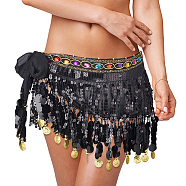 Polyester Tassel Fringe Trimming, Garment Accessories, Plastic Sequins and Acrylic Rhinestone Chains Belt for Women, Black, 1700x40~275x8mm(DIY-WH0304-796C)