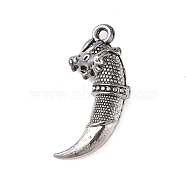 Tibetan Style Alloy Pendants, Antique Silver, Wolf Tooth, 44x17x10mm, Hole: 3mm(FIND-Z053-03AS-01)