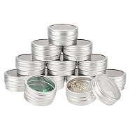 Column Aluminium Tin Cans with Visible Window, Aluminium Jar Small Jewelry Storage Containers, Platinum, 3.3x1.7cm(CON-WH0095-065P)