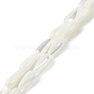 Natural White Shell Beads, Teardrop, White, 12x5mm, Hole: 0.8mm(PEAR-B002-01A-A)