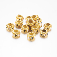 Alloy Enamel European Beads, Large Hole Beads, Rondelle, Golden, Sienna, 11x6mm, Hole: 5mm(MPDL-R017-02)
