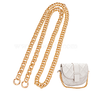 Curb Chain Bag Handles, Aluminum Bag Chains, with Alloy Spring Gate Ring, Golden, 102.5cm(PURS-WH0001-47A)