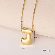 Simple and Stylish Brass Letter Pendant Necklaces for Women Men, Golden, Letter J, 16.14 inch(41cm)(GF2554-10)