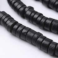 Dyed Natural Coconut Disc Bead Strands, Black, 9x2~6mm, Hole: 3mm, about 108pcs/strand, 15.7 inch(COCB-O003-07A)