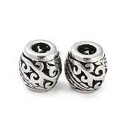 316 Surgical Stainless Steel  Beads, Barrel, Antique Silver, 9.5x9.5mm, Hole: 4mm(STAS-Q304-23AS)