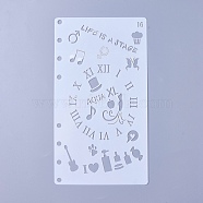 Plastic Drawing Painting Stencils Templates, for Painting on Scrapbook Fabric Tiles Floor Furniture Wood, Clock, White, 17.4x9.6x0.02mm(DIY-WH0143-18L)