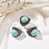 Synthetic Turquoise Adjustable Rings, Lead Free & Cadmium Free, Antique Silver Plated Brass Finger Rings for Women, 22.5mm, Inner Diameter: 17mm(RJEW-I108-03AS-11)