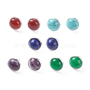 Gemstone Dome/Half Round Stud Earrings for Women, 17~17.5x13.5mm, Pin: 0.7mm(EJEW-JE04801)