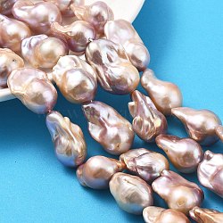 Natural Nucleated Pearl Beads Strands, Baroque Pearl Keshi Pearl, Nuggets, Grade 5A++, Rosy Brown, 19.5~26x15~20x13~15mm, Hole: 0.6mm, about 16~18pcs/strand, 15.35''~15.94''(39~40.5cm)(PEAR-B004-15M-06C)