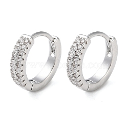 Brass Micro Pave Clear Cubic Zirconia Hoop Earrings, Platinum, 11.5x12x3mm(EJEW-S234-01P)