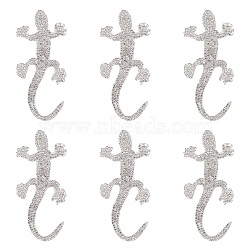 Self Adhesive Glitter Rhinestone Sticker, Gecko, Crystal, 101x46x1.5mm, 6pcs/box(DIY-FG0001-34)