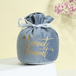Velvet Drawstring Pouches, Candy Gift Bags Christmas Party Wedding Favors Bags, Light Steel Blue, 15x13cm(PW-WG58252-05)