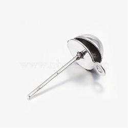 Tarnish Resistant 304 Stainless Steel Stud Earring Findings , Stainless Steel Color, 9x6x5mm, Pin: 0.8mm(STAS-P150-12P)