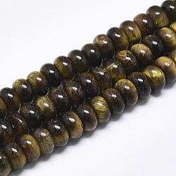 Natural Tiger Eye Beads Strands, Rondelle, 10x6mm, Hole: 1mm, about 67pcs/strand, 15.3 inch(G-T122-02F)