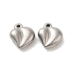 Non-Tarnish 304 Stainless Steel Pendants, Heart Charm, Stainless Steel Color, 15x14x6mm, Hole: 1.5mm(STAS-O006-04P)