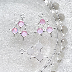 Alloy Resin Pendants, Triple Star Charms, Matte Silver Color, Pearl Pink, 19x17mm(PW-WG65442-06)