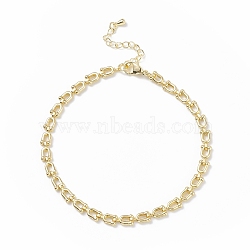 Brass Initial Letter U Link Chain Anklet for Women, Light Gold, 9.06 inch(23cm)(AJEW-AN00489)