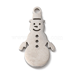 Christmas 201 Stainless Steel Pendants, Snowman Charm, Stainless Steel Color, 19.5x11x1mm, Hole: 1.5mm(STAS-D053-01P)