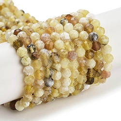 Natural Yellow Opal Beads Strands, Faceted, Round, 4mm, Hole: 0.8mm, about 93~95pcs/strand, 15.35 inch(39cm)(G-L597-C05-02)
