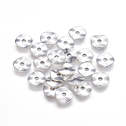 Tibetan Style Alloy Wavy Spacer Beads, Flat Round, Antique Silver, Lead Free & Cadmium Free, 10x1mm, Hole: 2mm(X-LF9350Y)