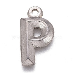 304 Stainless Steel Pendants, Alphabet, Letter.P, 16x8.5x2mm, Hole: 1.2mm(STAS-H119-01P-P)