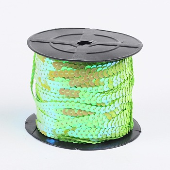 Plastic Paillette/Sequins Chain Rolls, AB Color, Light Green, 6mm