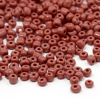 6/0 Glass Seed Beads, Opaque Colours Seed, Deep Red, about 4mm in diameter, hole: 1mm, about 4500pcs/pound