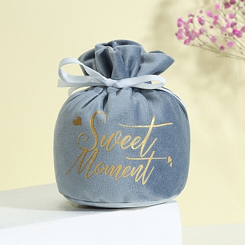 Velvet Drawstring Pouches, Candy Gift Bags Christmas Party Wedding Favors Bags, Light Steel Blue, 15x13cm