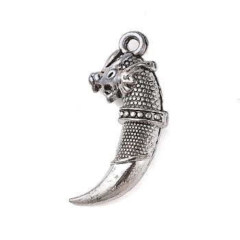 Tibetan Style Alloy Pendants, Antique Silver, Wolf Tooth, 44x17x10mm, Hole: 3mm