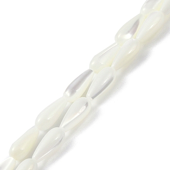 Natural White Shell Beads, Teardrop, White, 12x5mm, Hole: 0.8mm
