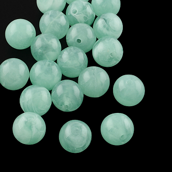 Round Imitation Gemstone Acrylic Beads, Medium Aquamarine, 8mm, Hole: 2mm