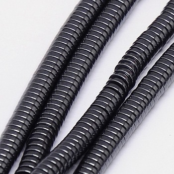 Non-magnetic Synthetic Hematite Beads Strands, Heishi Beads, Flat Round/Disc, Grade A, 3x1mm, Hole: 1mm, about 400pcs/strand, 16 inch