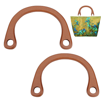 Wooden Bag Handles, Arch, Sienna, 11.5x17.8x1.2cm, Hole: 17mm