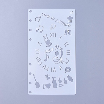 Plastic Drawing Painting Stencils Templates, for Painting on Scrapbook Fabric Tiles Floor Furniture Wood, Clock, White, 17.4x9.6x0.02mm