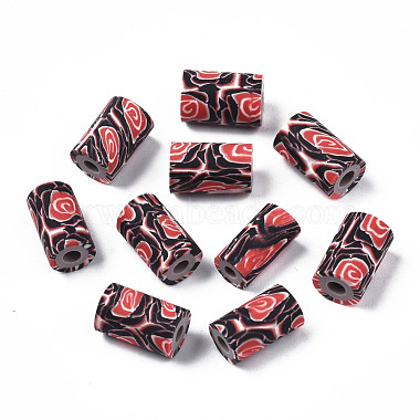 Red Column Polymer Clay Beads