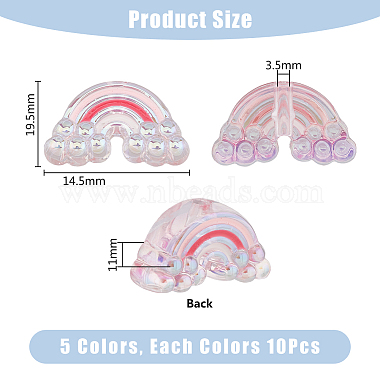 50Pcs 5 Colors UV Plating Rainbow Iridescent Acrylic Enamel Beads(OACR-DC0001-10)-2
