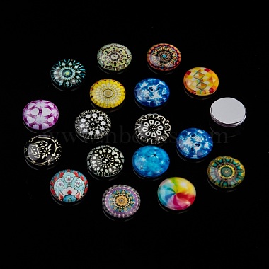 Mosaic Printed Glass Half Round/Dome Cabochons(X-GGLA-N004-16mm-G)-8