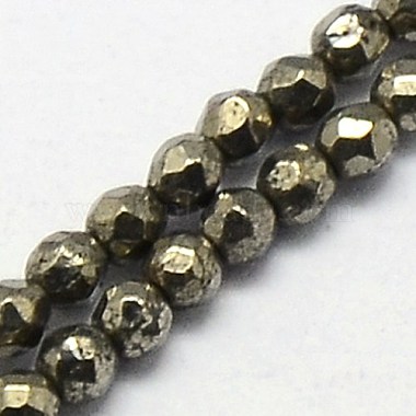 Natürliche Pyrit Perlen Stränge(G-L031-2mm-03)-2