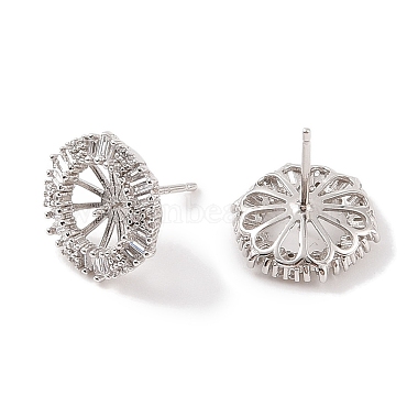 Real Platinum Plated Flat Round Sterling Silver Earring Settings