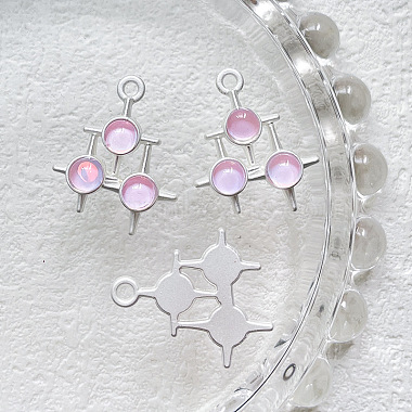 Matte Silver Color Pearl Pink Star Alloy+Resin Pendants